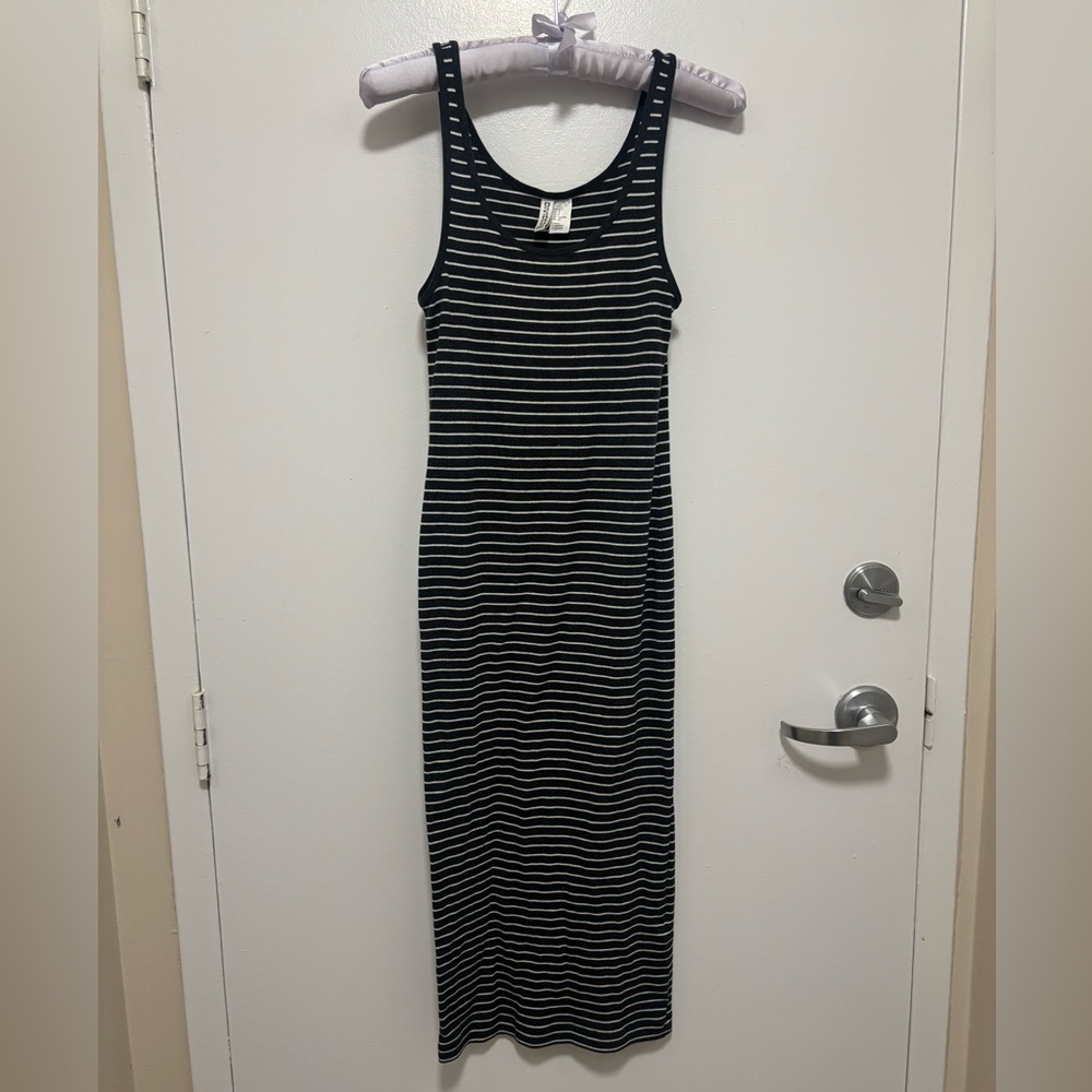 H&M Black and White Striped Maxi Dress